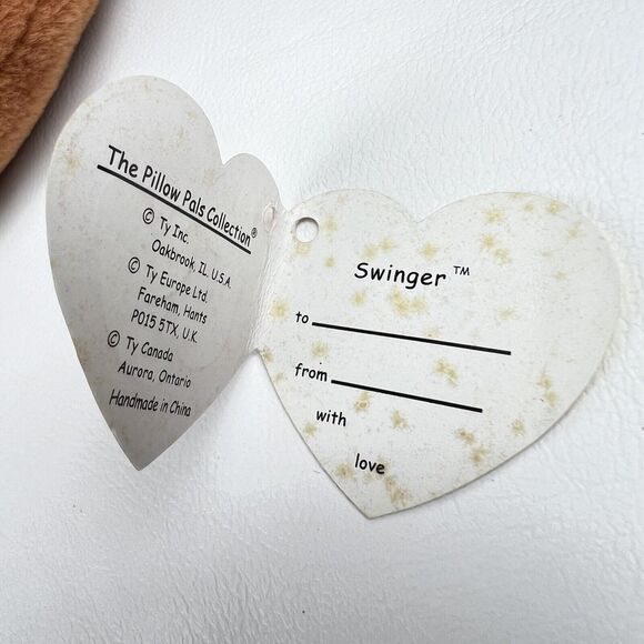 TY Pillow Pals Swinger Monkey Plush 90s VTG Brown 14 in Floppy Soft Sewn Eyes - Picture 8 of 11